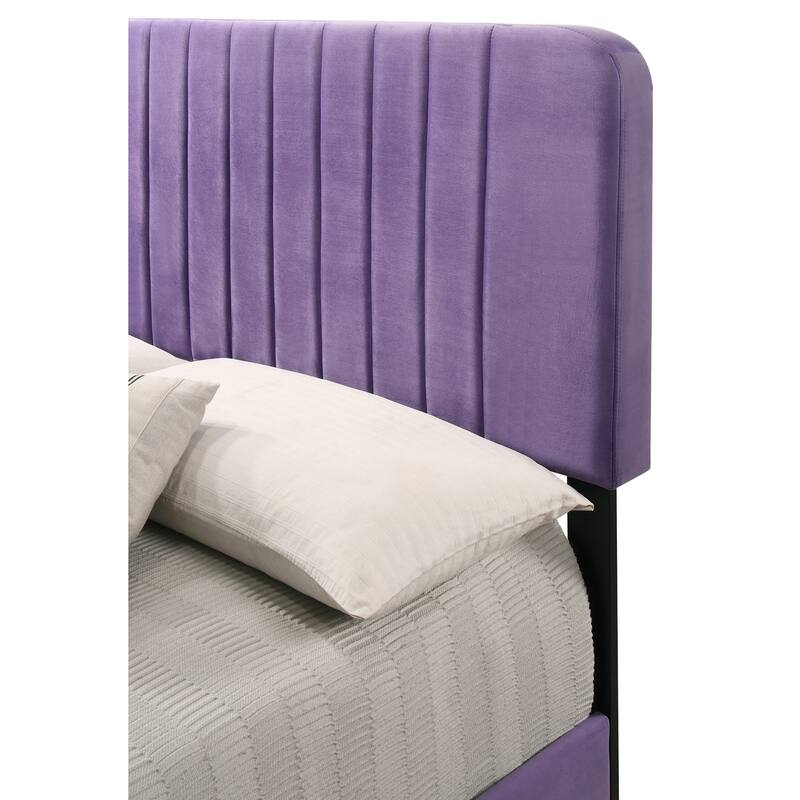 Velvet Channel Tufted Upholstered Full Panel Bed - 81" - Purple