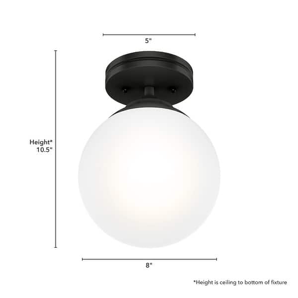 dimension image slide 1 of 2, Hunter Hepburn 1-Light Flush Mount Ceiling Light - Bedroom, Bath, Entry, Hallway - Damp-Rated - Vintage, Globe Light
