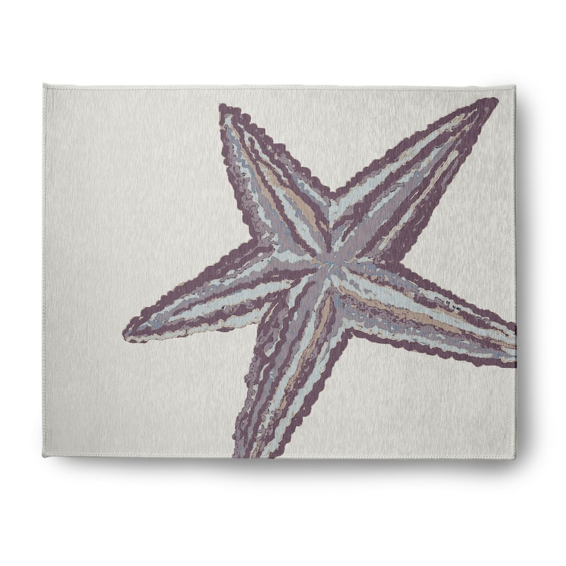 Large Starfish Nautical Chenille Rug - Dusty Purple - 8' x 10'