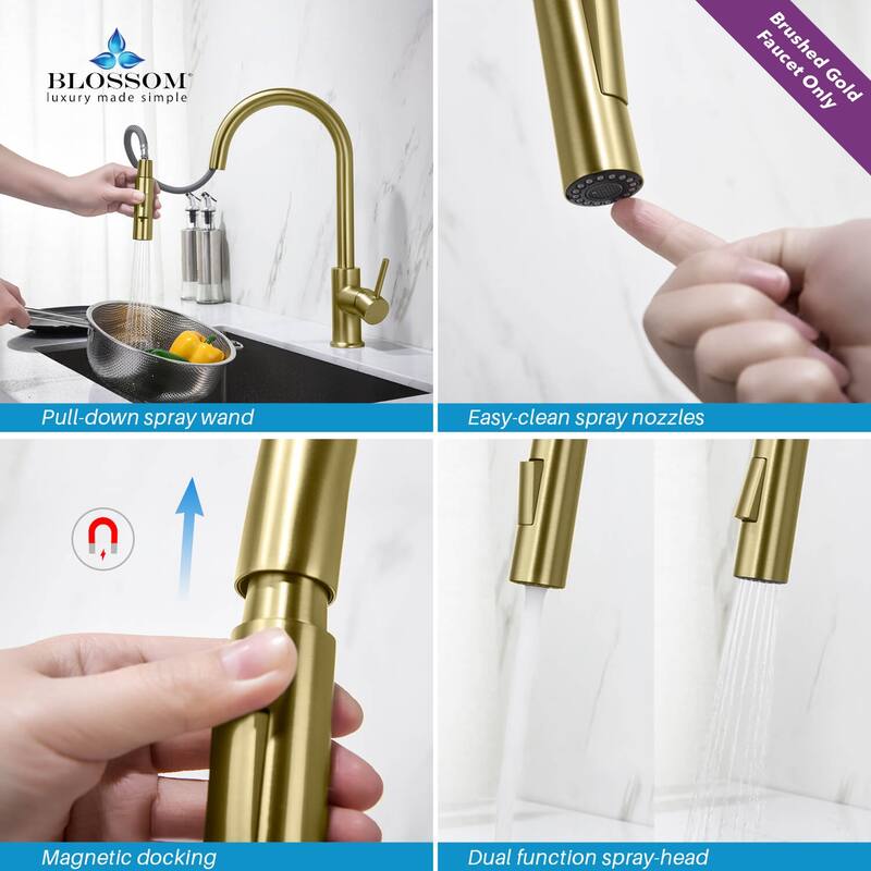 Blossom Solid Pull-Down Kitchen Faucet w/ 360 Swivel, Single Handle