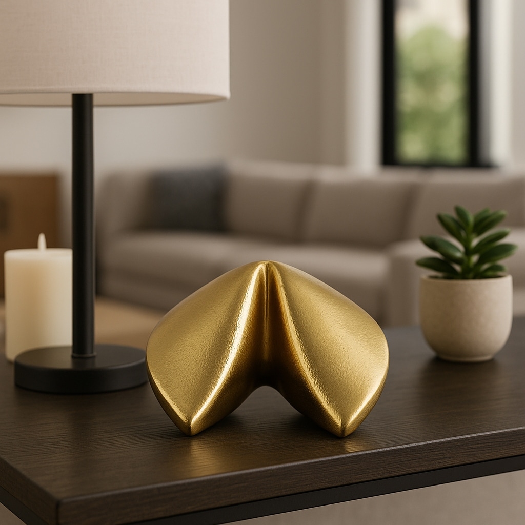 Decorative Fortune Cookie Inspired Figurine for Home Decor - 5", Gold - 5.0"