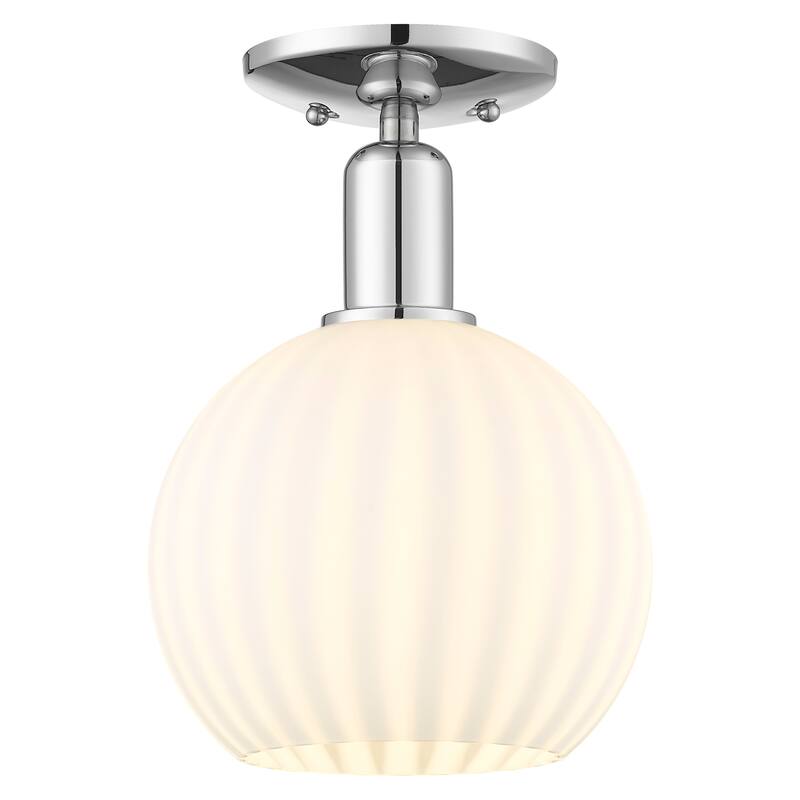Innovations Lighting Endless Possibilities Arcadia - White Venetian - 1 Light 8" Semi-Flush Mount - Polished Chrome