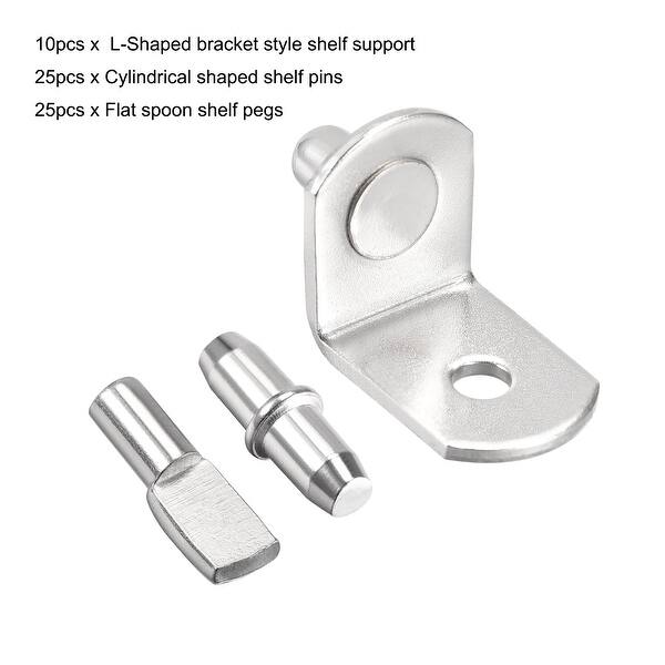 Shelf Support Peg 3 Styles Shelf Pegs 5mm Pin with Hole,60pcs Silver