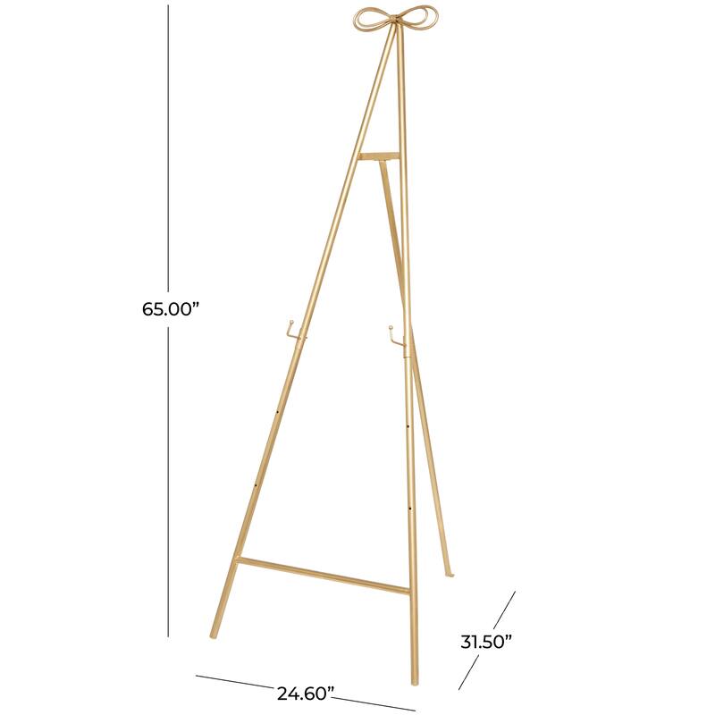 Metal Adjustable 3 Tier Easel with Bow Top - Gold - Roche River Decor
