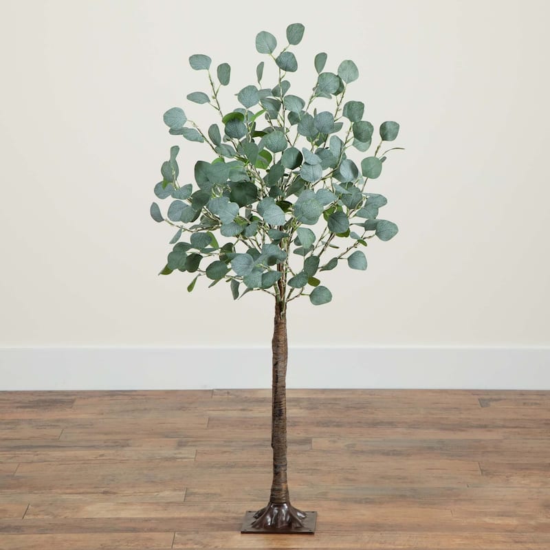 Pre-Lit Artificial Eucalyptus Tree - 4' - Warm White LED Lights