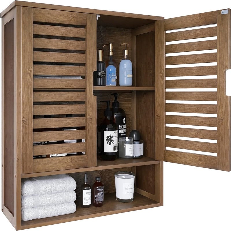 Bathroom Cabinet Wall Mounted - 8.27"D x 23.23"W x 26.18"H - Walnut