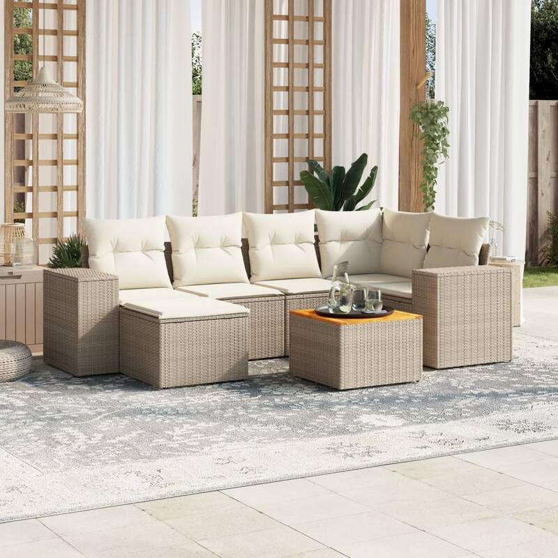 vidaXL Garden Sofa Set Black - Beige and cream Large