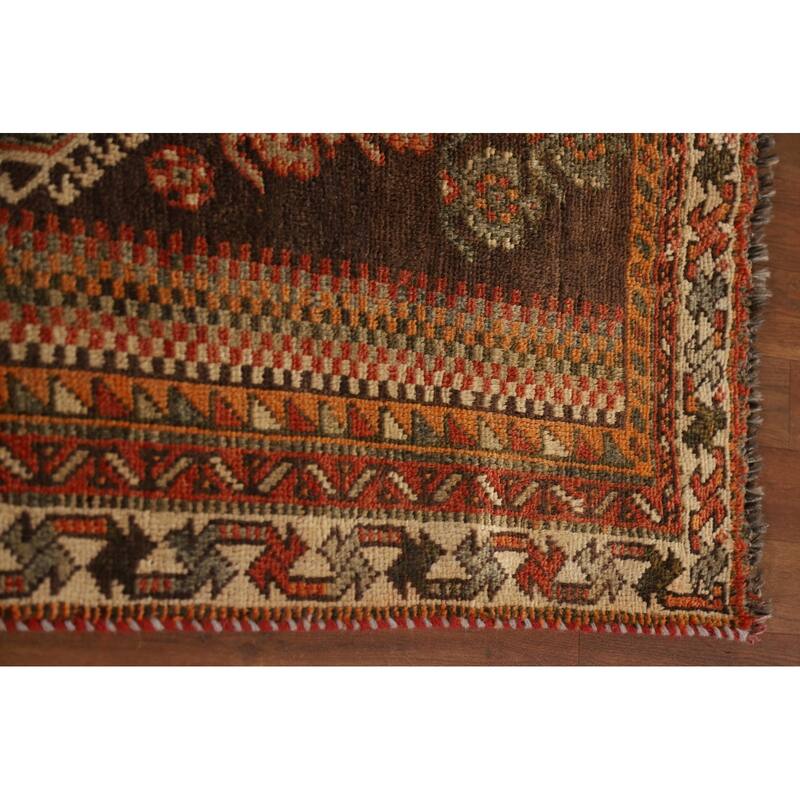 Hand Knotted Oriental 100% Wool Carpet Traditional Geometric Oranges & Rust Shiraz Area Rug - 7' 9'' X 5' 0''