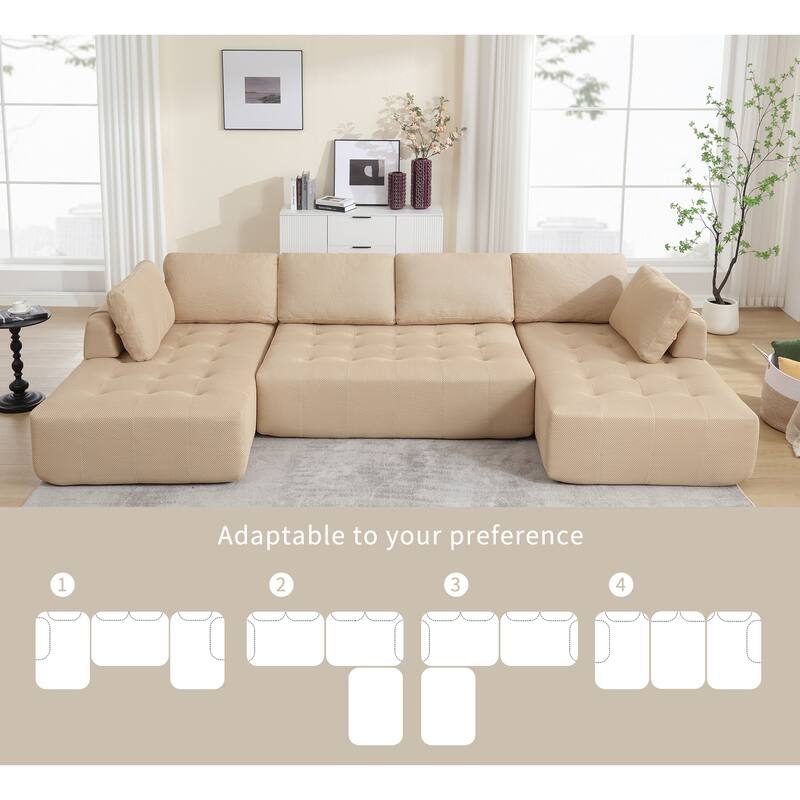 Modular Combination Sofa, U-shaped Sofa, Living Room, Apartment, Upholstered ,6-seat Sofa, Free Combination Sofa