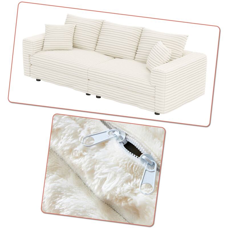 Modern Corduroy Fabric Upholstered Sofa Couch