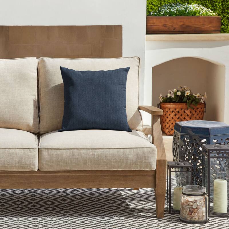 Sorra Home Sunbrella Outdoor Knife Edge Pillow Single - 16 in H x 16 in W x 6 in D - Revive Indigo