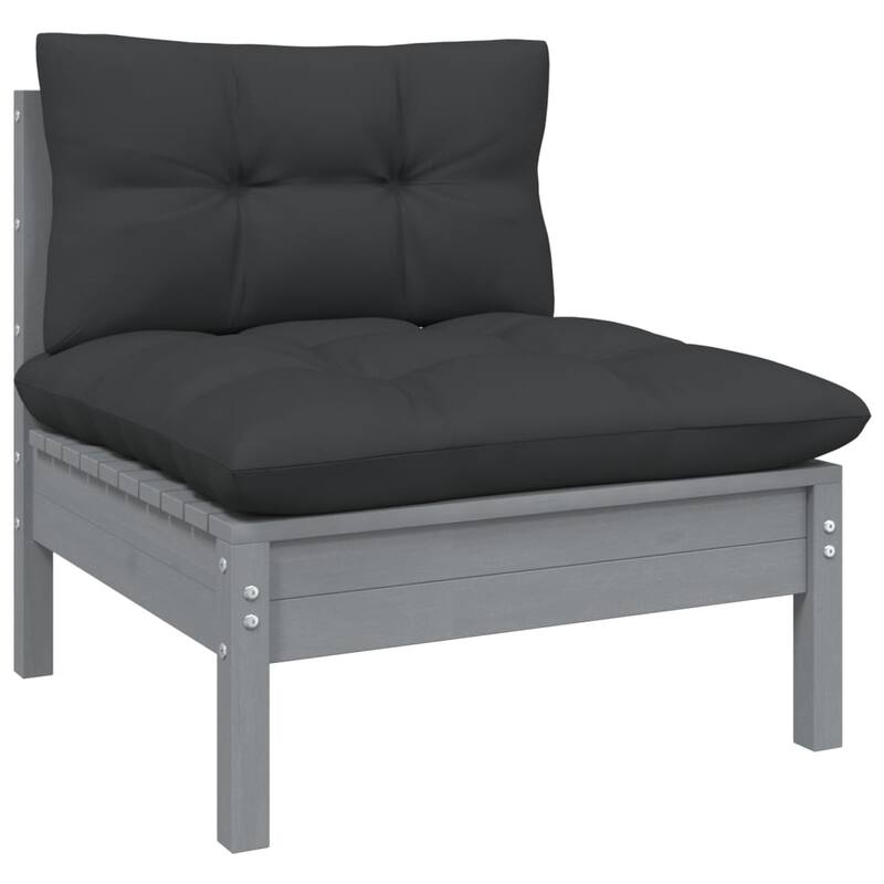 vidaXL Solid Pinewood Patio Lounge Set 11 Piece with Cushions Multi Colors