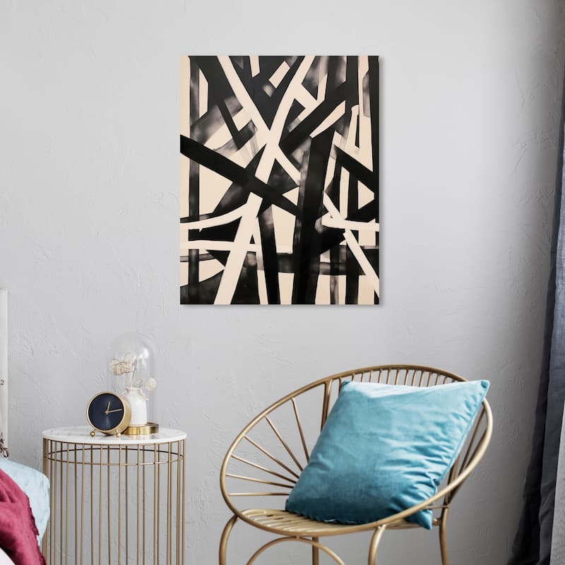 Wynwood Studio Canvas Abstract Paper Shredding Black and Ivory Modern & Contemporary Wall Art Canvas Print - 20 x 24