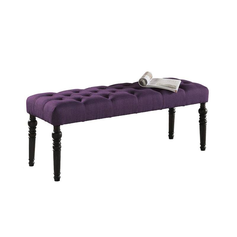 48"x16"x19.5" Contemporary Fabric Tufted Turned Leg Dining Bench - 48x16x19.5inch