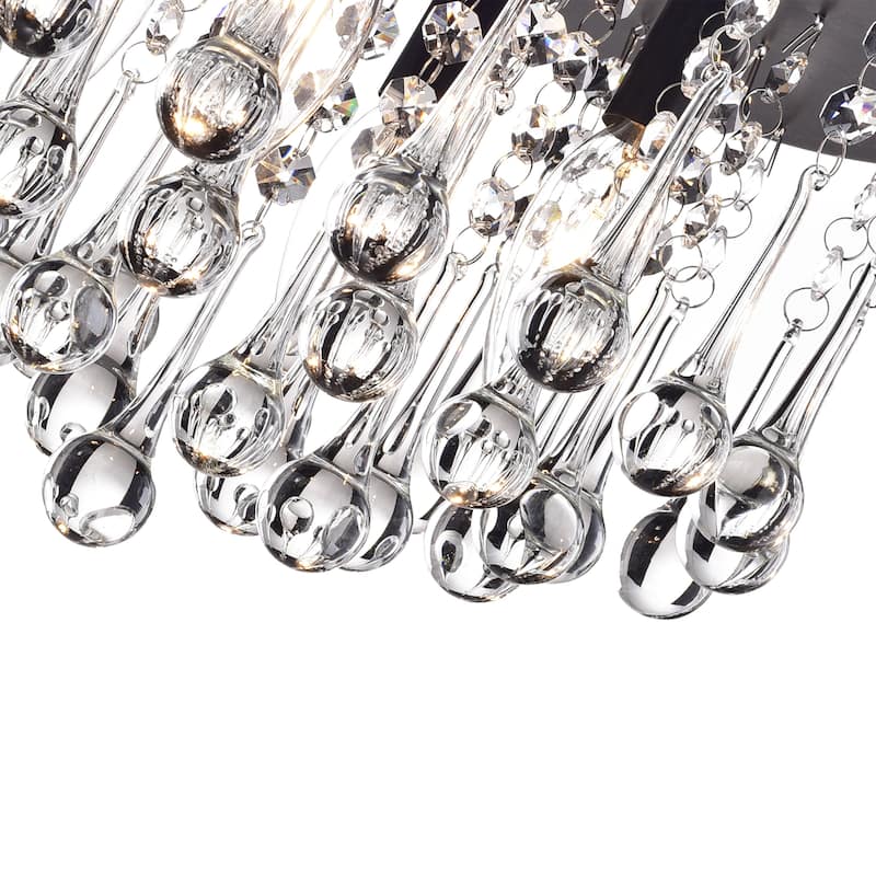 Claudia 4-Light Black Flush Mount with Clear Crystal Drops