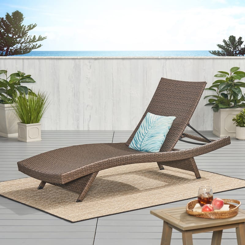 Thira Outdoor Wicker Chaise Lounge Chair by Christopher Knight Home - 79.25" W x 28" D x 15.50" H - Brown