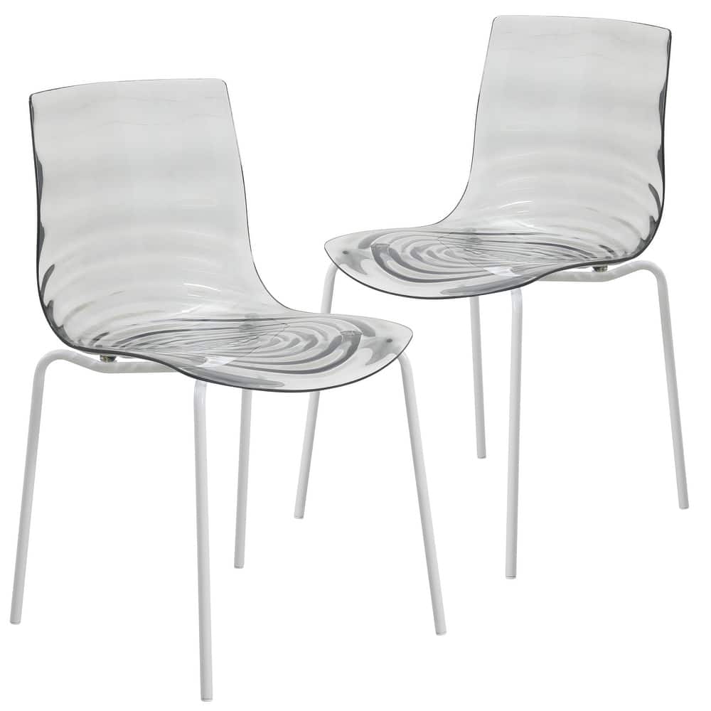 Dining Chair in ABS Plastic Side Chair with Stainless Steel Legs Kitchen Room Chair Set of 2