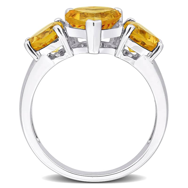 Miadora 3 1/10ct TGW Citrine 3-Stone Heart Ring in Sterling Silver