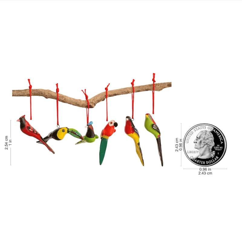 NOVICA Handmade Set of 6 Ceramic 'Forest Birds' Ornaments (Guatemala)