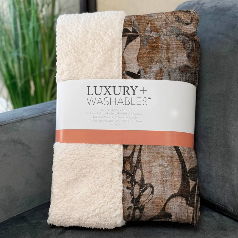 Premium Machine Washable Modern Floral Sherpa Throw Blanket