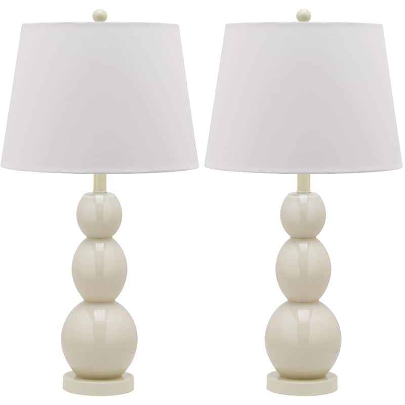 SAFAVIEH Lighting Natasha 28-inch Three Sphere Glass White Table Lamp (Set of 2) - 14"x14"x26.5" - 14Wx14Dx27H