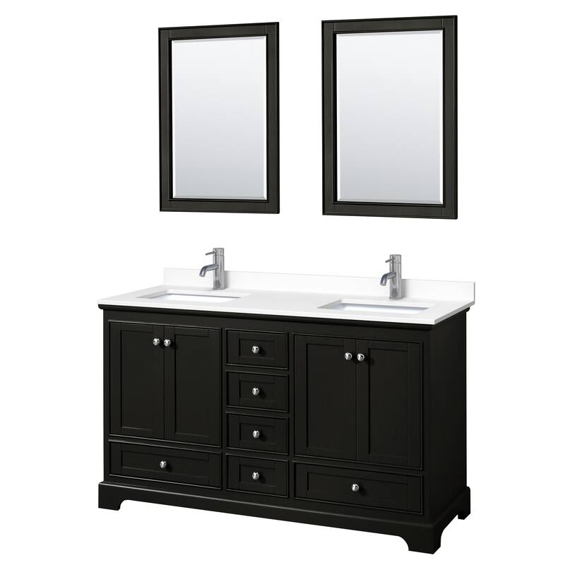 Wyndham Collection Deborah 60" Free Standing Double Basin Vanity Set - Dark Espresso / White Cultured Marble Top /