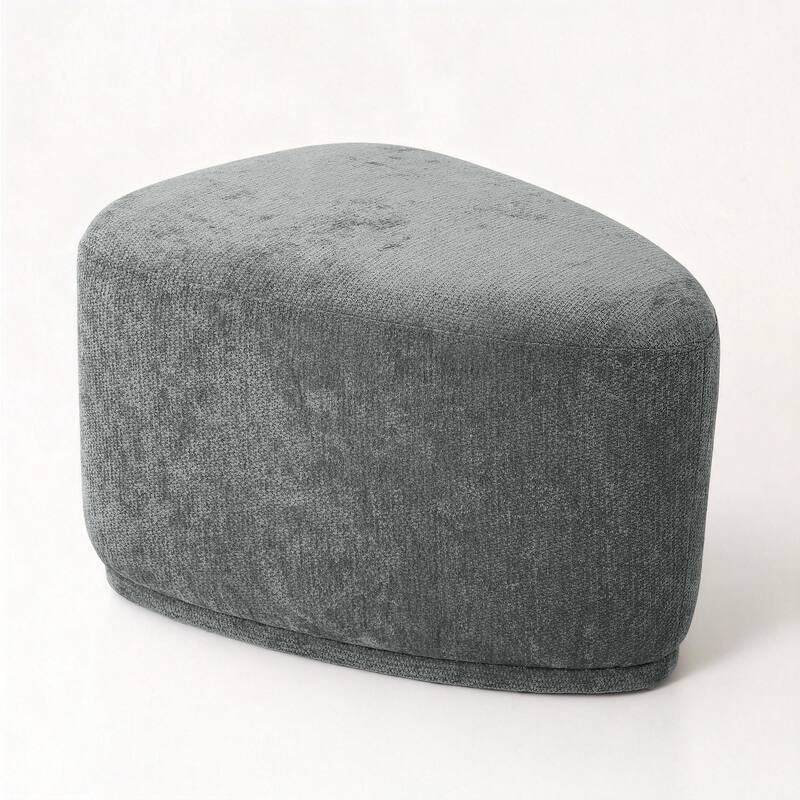 Bonnie 26"/43" W Chenille Small/ Oversized Triangular Cheese Ottoman