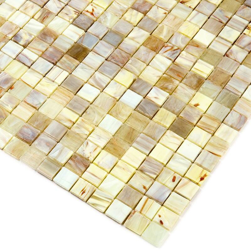 Apollo tile 12" x 12" Skosh Glossy Parchment Beige Glass Tile (18.69 sq ft/case) - 20 Pack