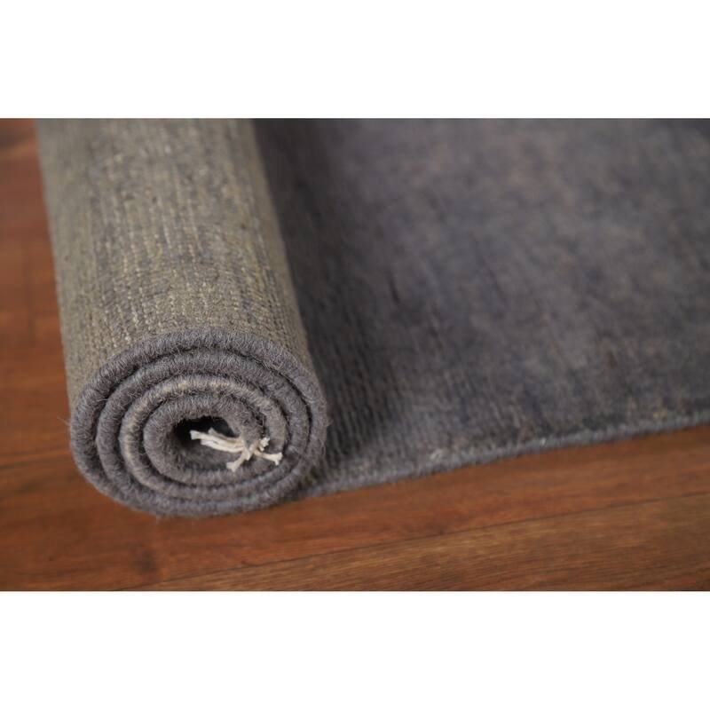 Modern Gabbeh Oriental Foyer Rug Hand-Knotted Grey Wool Carpet - 3'3" x 4'11"
