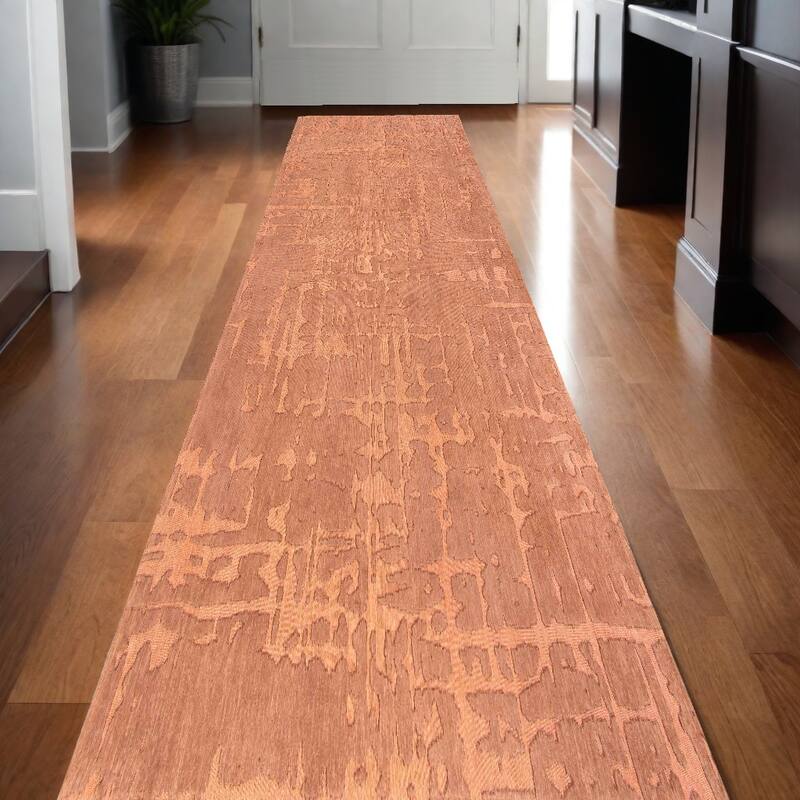 Herey Abstract Modern Non Skid Woven Durable Area Rug By HomeRoots - 96' X '31' X '0.2 - 96' X '31' X '0.2 - Orange - Rectangle