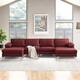 Sectional Sofa Red Linen Fabric