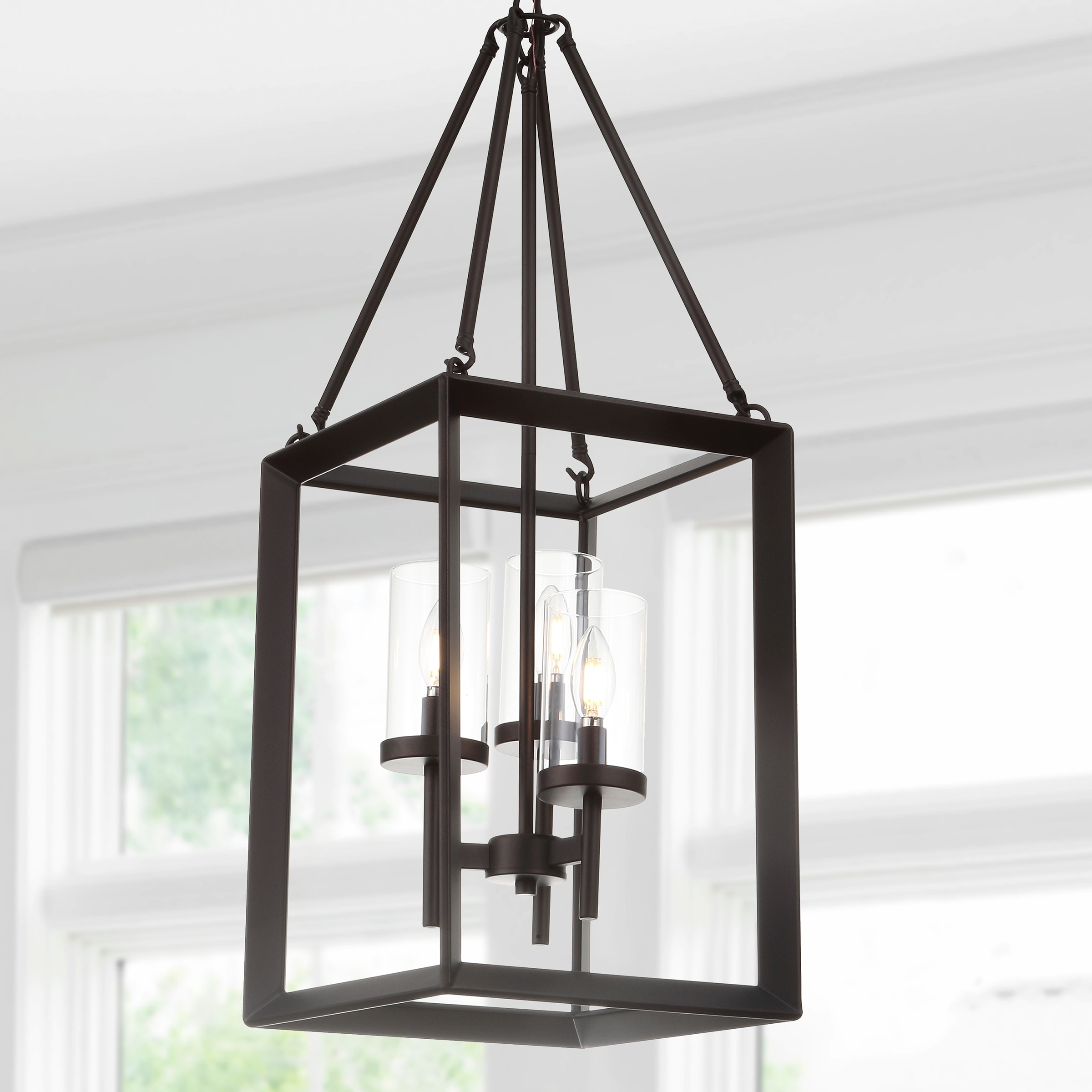 JONATHAN Y Gloria 12" 3-light Metal/Glass LED Pendant, Oil Rubbed Bronze