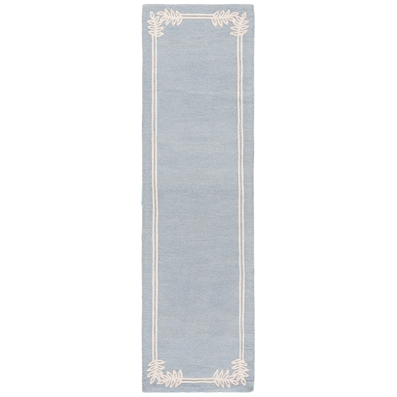 Martha Stewart by SAFAVIEH Handmade Tovah Wool Rug - 2'3" x 8' Runner - Light Blue/Ivory