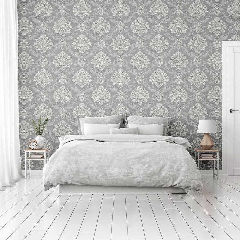 Arthouse Harriet Silver Damask Wallpaper