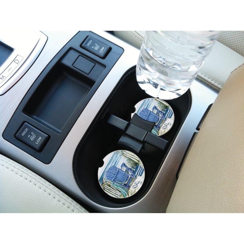 Counterart Absorbent Stoneware Car Coaster, By The Sea Chair, Set of 2 - 2.5