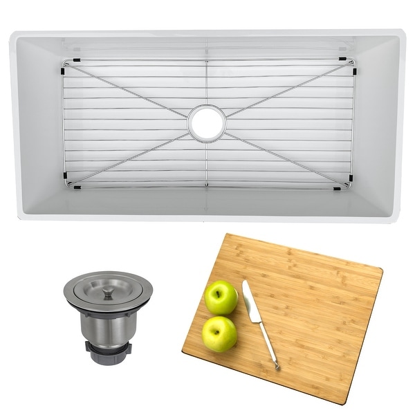 Highpoint Collection 36-inch Solid White Farmsink Farmhouse Sink - 36 x 18 x 9.65. Opens flyout.
