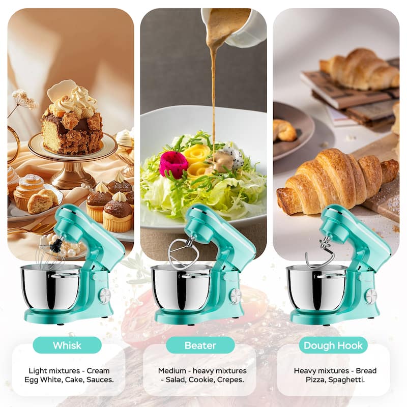 5L+4.5L Electric Food Mixer with timing, 12 Speeds Portable Lightweight Kitchen Mixer for Daily Use