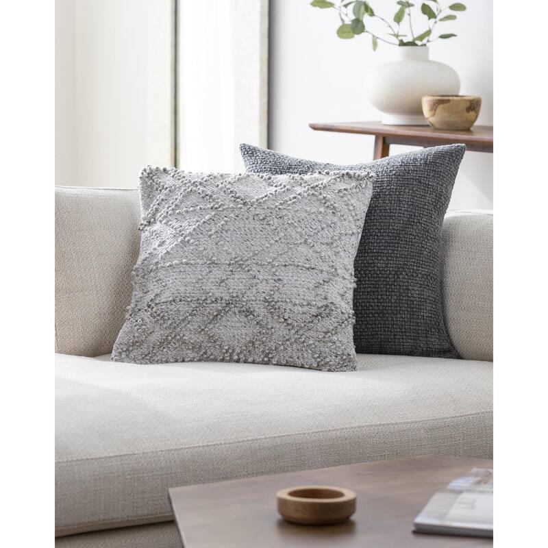 Juancarlos Farmhouse Geometric Accent Pillow - 22"L x 22"W - Feather Down - Taupe