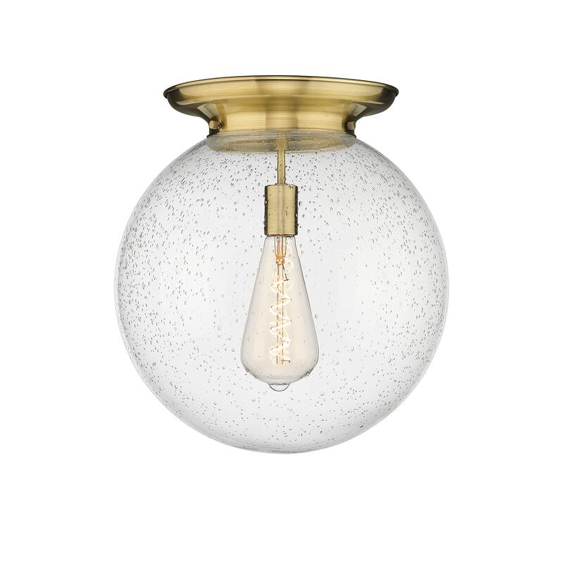 Innovations Lighting Beacon - 1 Light 16" Flush Mount - Antique Brass/Seedy