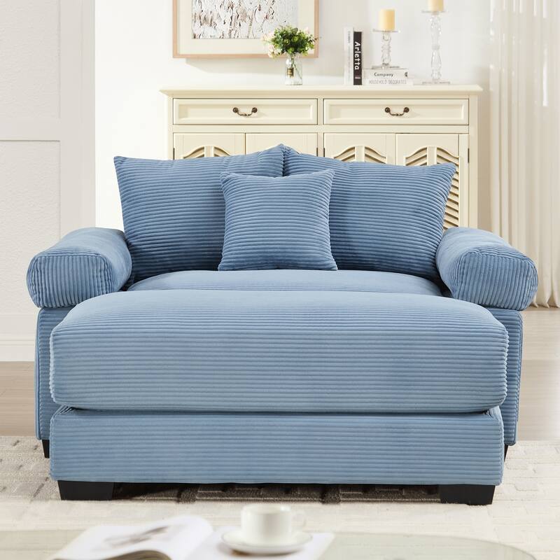 54" Oversized Cloud Sectional - Extra-Thick Cushions, Corduroy Fabric, Easy Assembly - Living Room, Study