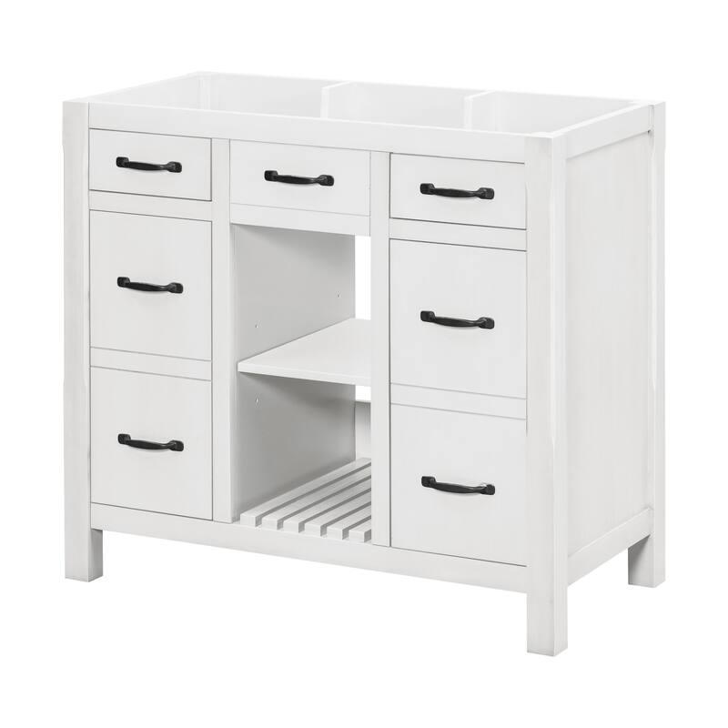 36" Solid Wood Frame Bathroom Cabinet - White - without Sink