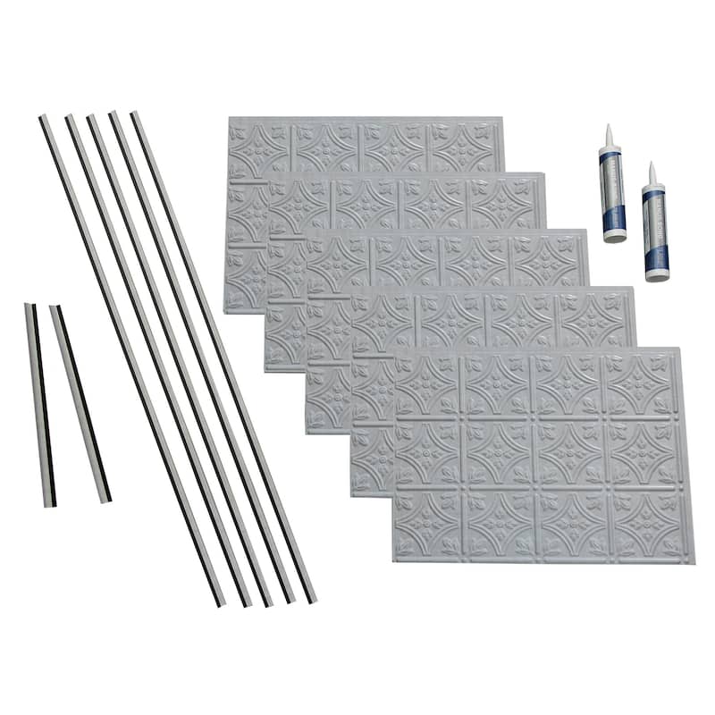 FASÄDE Traditional Style 1 Decorative Vinyl Backsplash Panel - 15 Sq Ft Kit - Cashmere