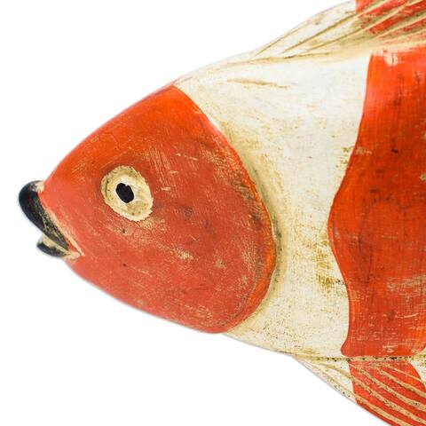 Novica Handmade Striped Fish Wood Sculpture