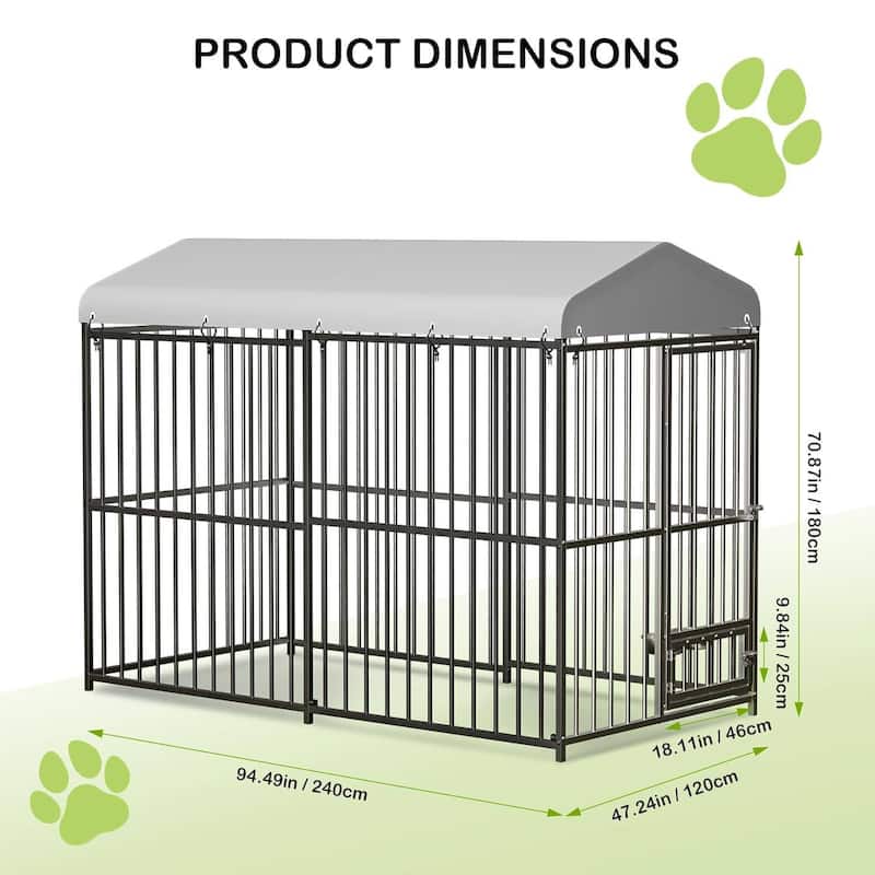 Outdoor Dog Kennel with Safety Locks, UV & Water Resistant Proof Cover for All Dog