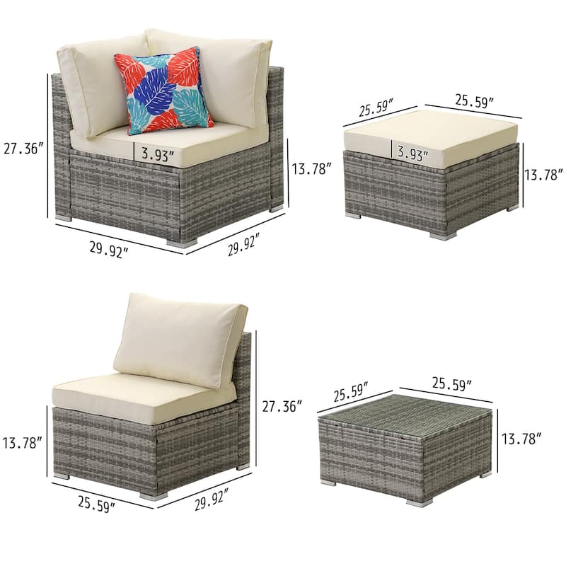 7 Pieces Outdoor Conversation Sets Patio Sectional Furniture Set--Clearance