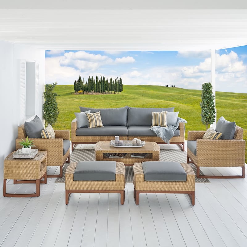 Mili 8 Piece Sunbrella Outdoor Patio Sofa and Club Chair Set