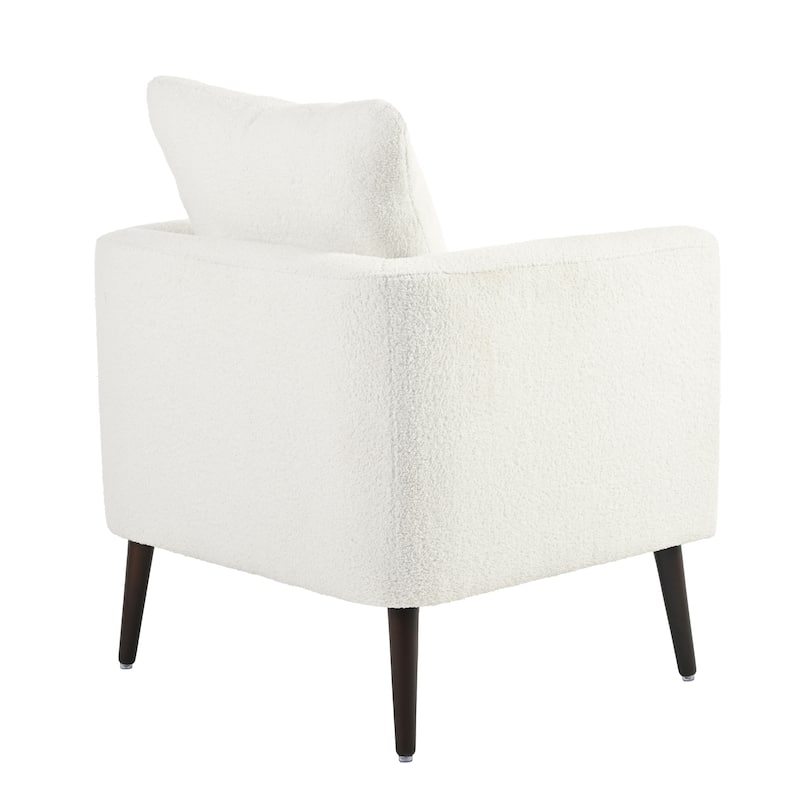 Modern 26.77" Upholstered Arm Chair with Solid Wood Legs and Waist Pillow