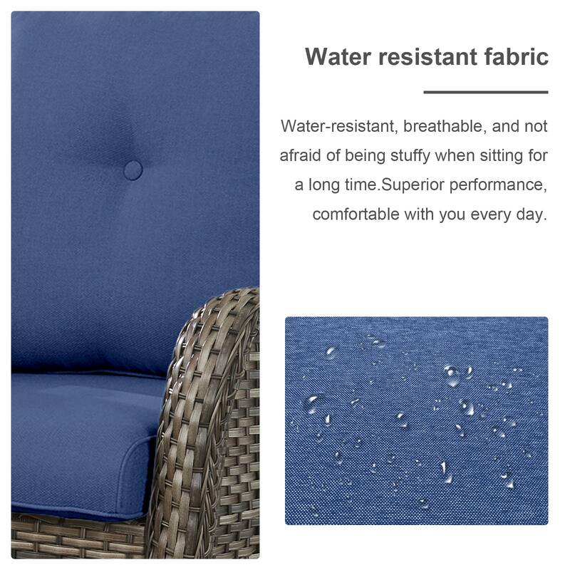 ArcoBay Wicker PE Rattan Outdoor Patio Swivel Glider Chairs with 4'' Olefin Cushions (2-Pack)