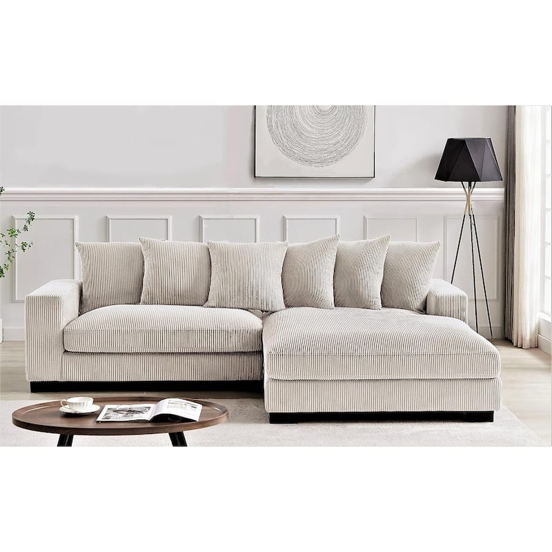Payan 102.4 inch Wide Corduroy 2-Piece Sectional Sofa - Beige - Right Facing