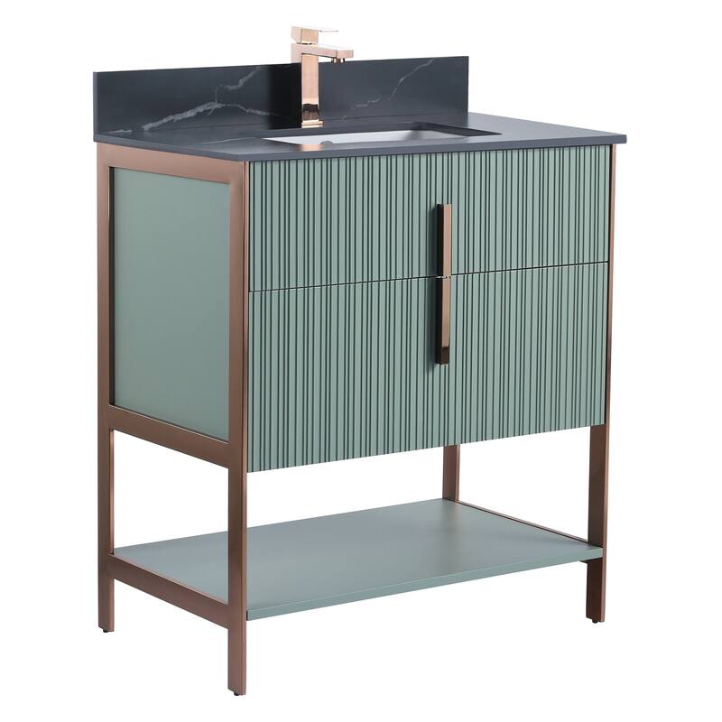 Fine Fixtures Serenity Modern Bathroom Vanity with Black Sintered Stone Top